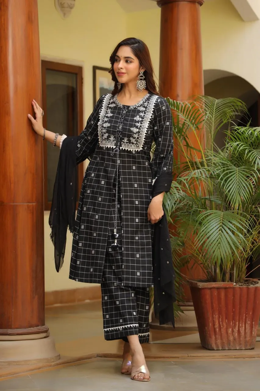 Jeena Swish Checks Suit set