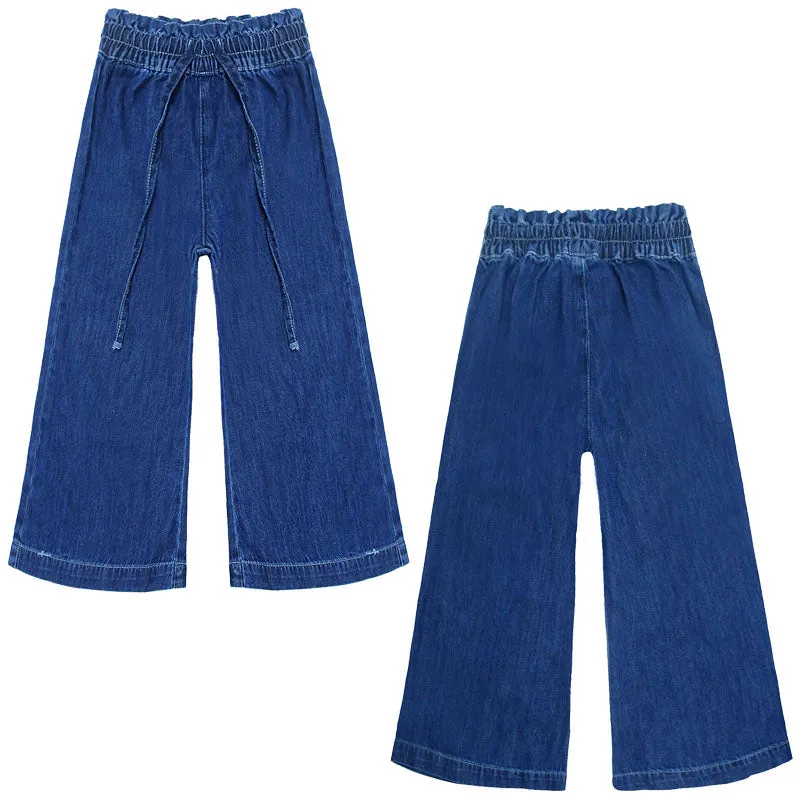 Kid Unisex Elastic Band Ripped Denim Trumpet Bottom Jeans Pants