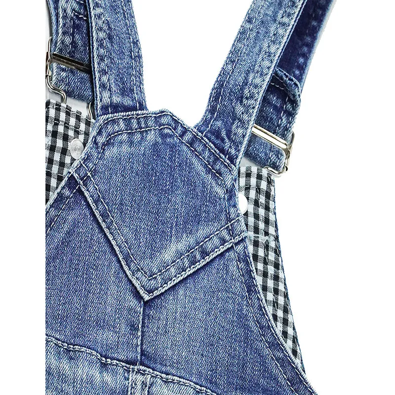 Kids Denim Overalls Colored Ripped Rompers