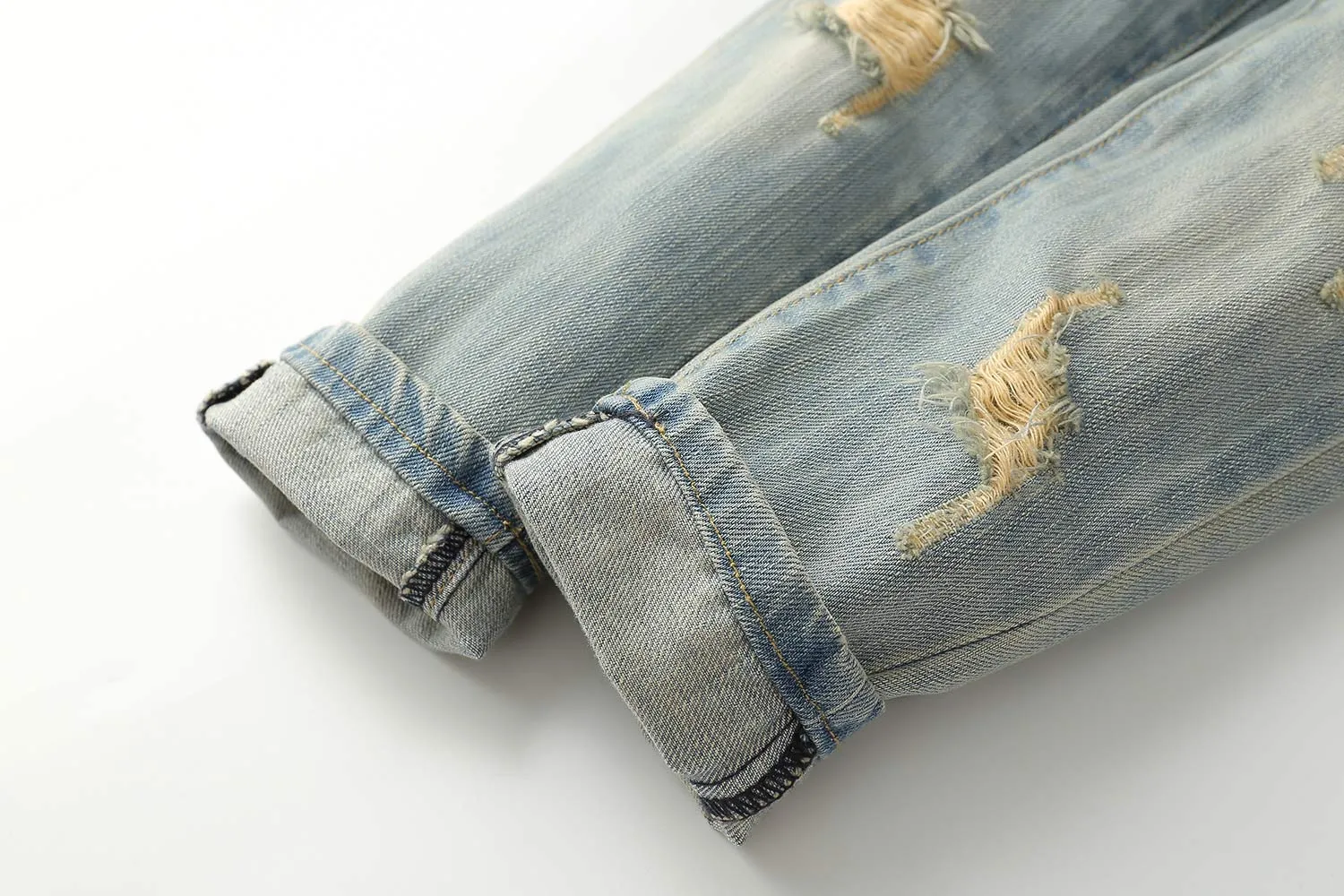 Kids Jeans Elastic Band Inside Ripped Denim Pants