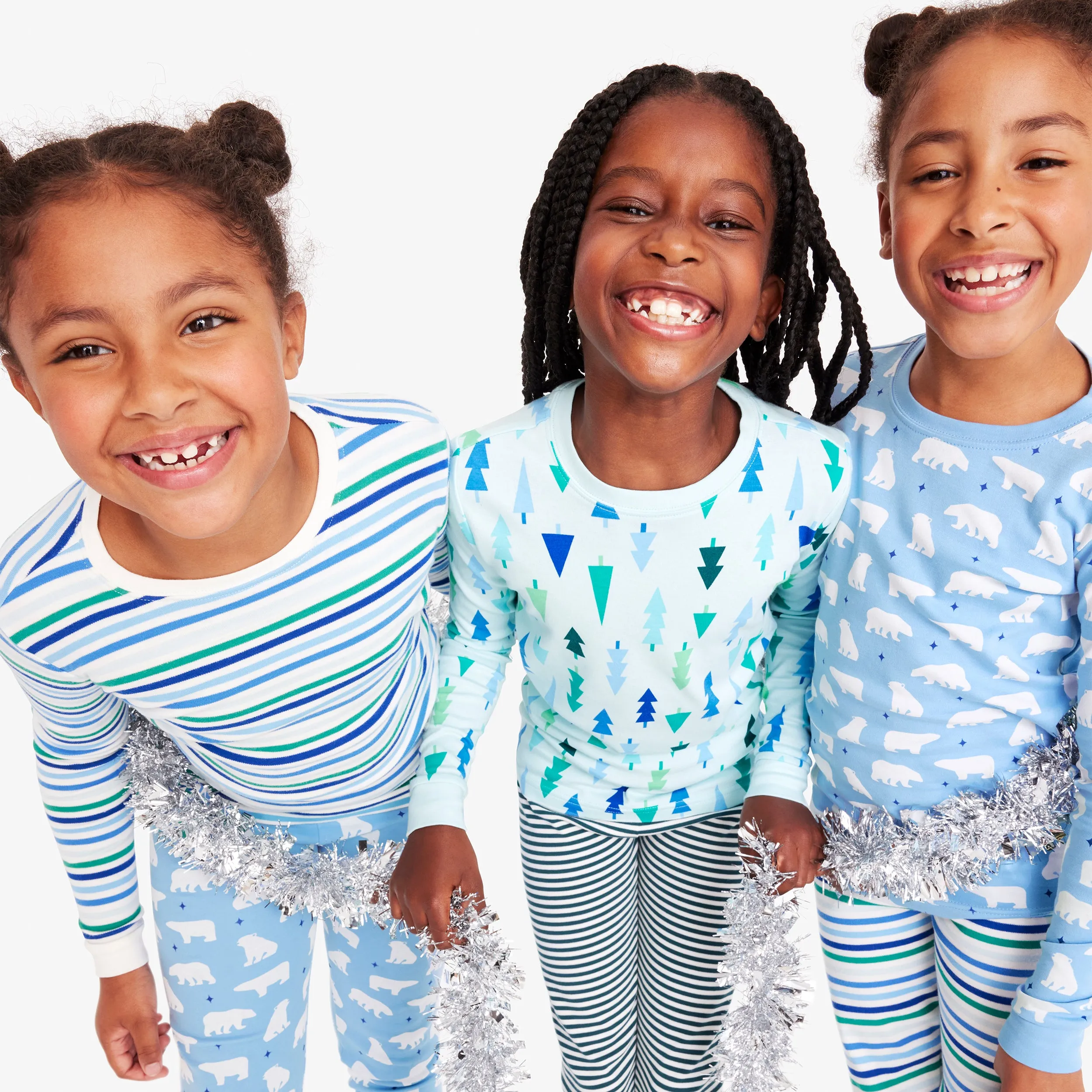 Kids organic long sleeve PJ top in frosty trees