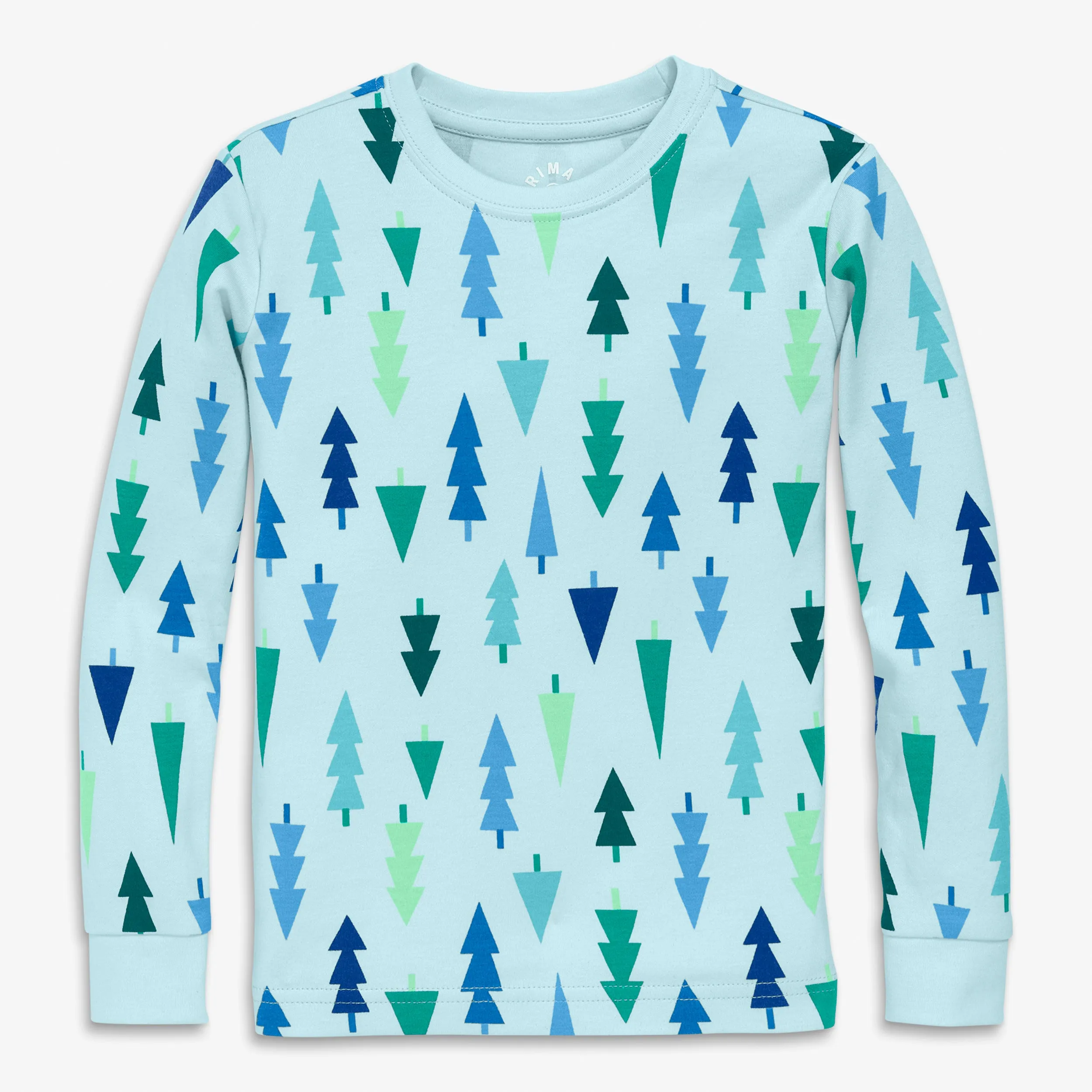 Kids organic long sleeve PJ top in frosty trees