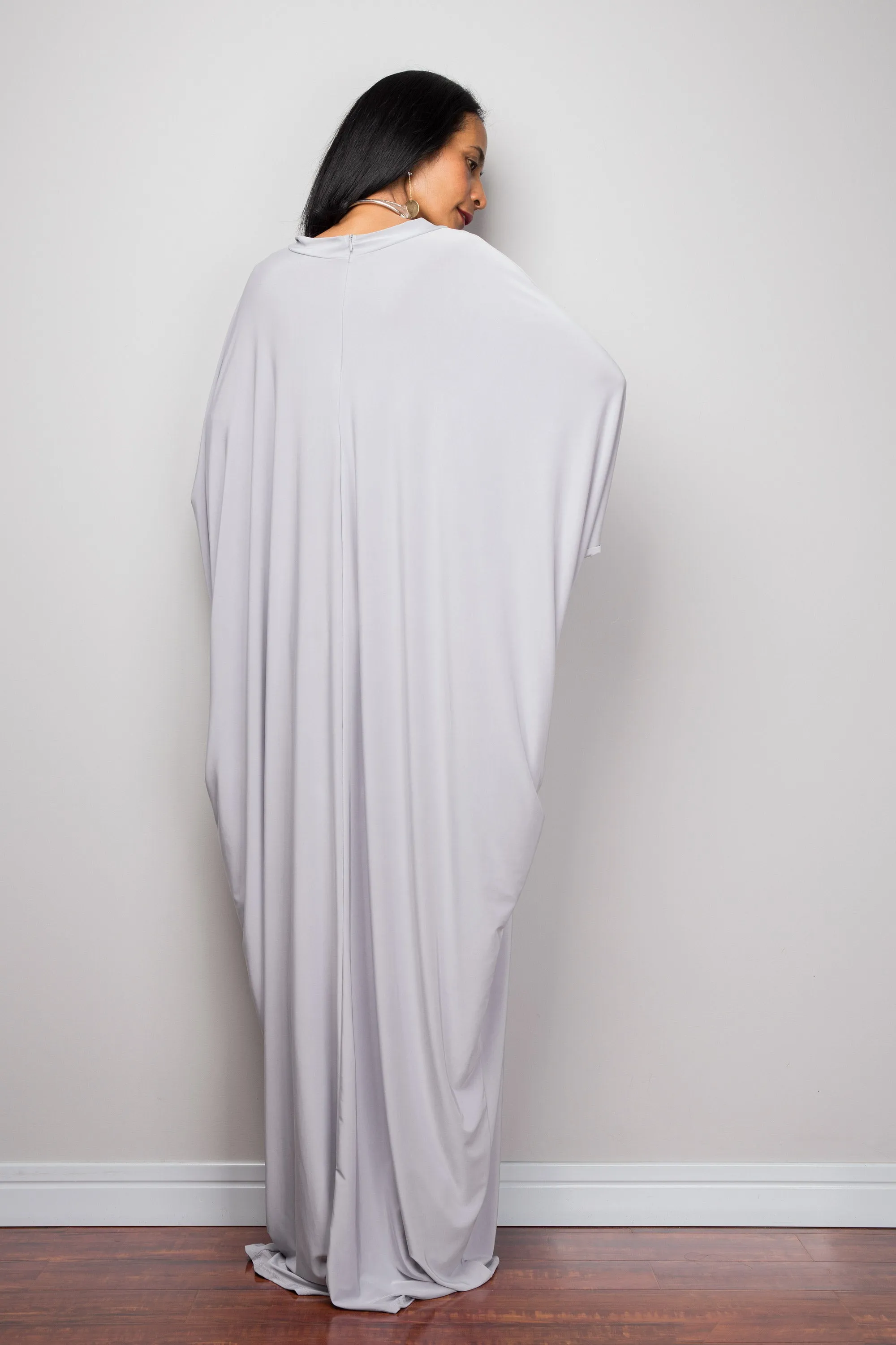 Light Grey Modest Kaftan Dress