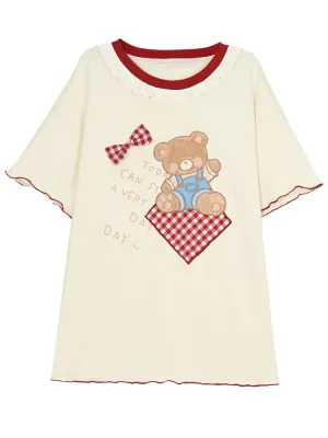 Little Bear Doll Round Neck Loose Tee