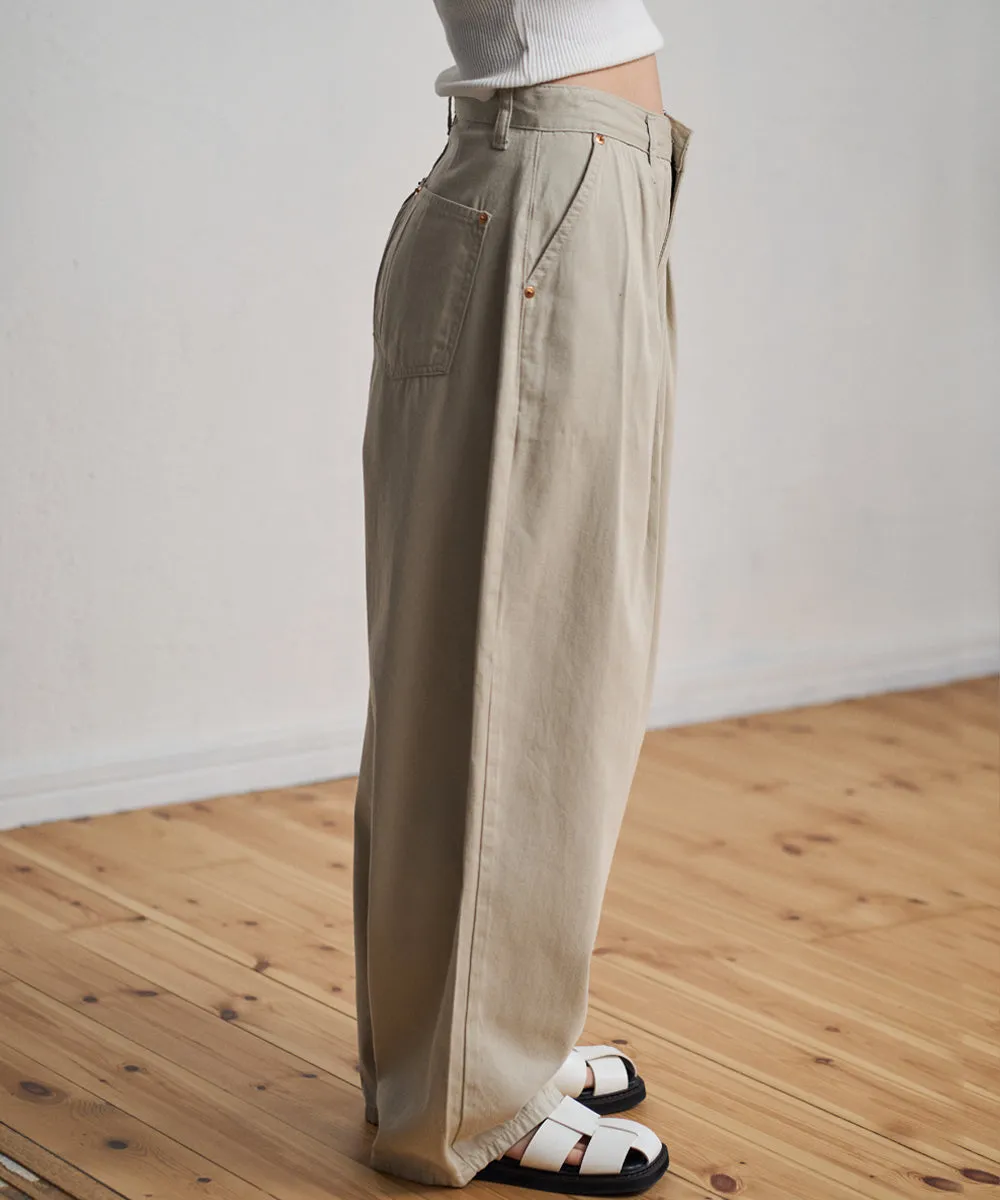 loose chino pants【beige ssize last1】