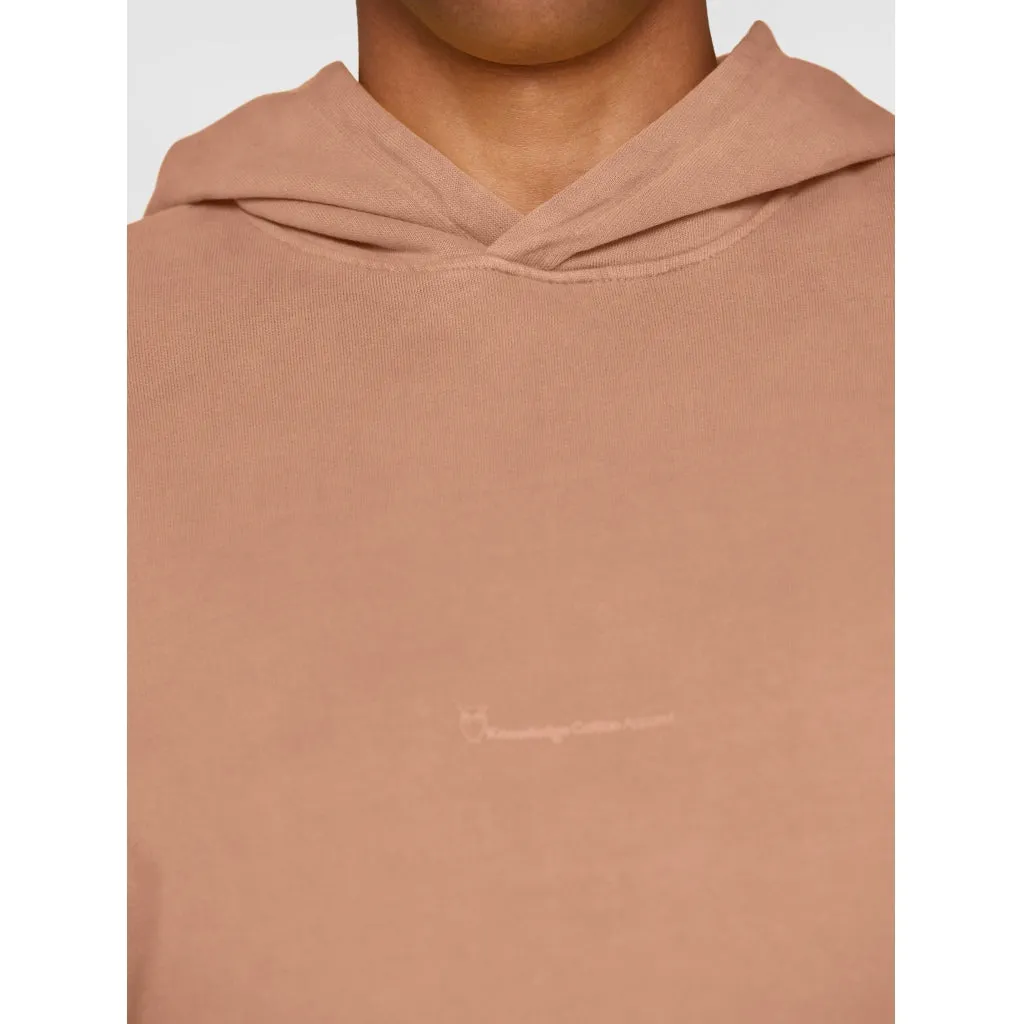 Loose fit hood sweat with logo chest print - GOTS/Vegan - Chocolate Malt