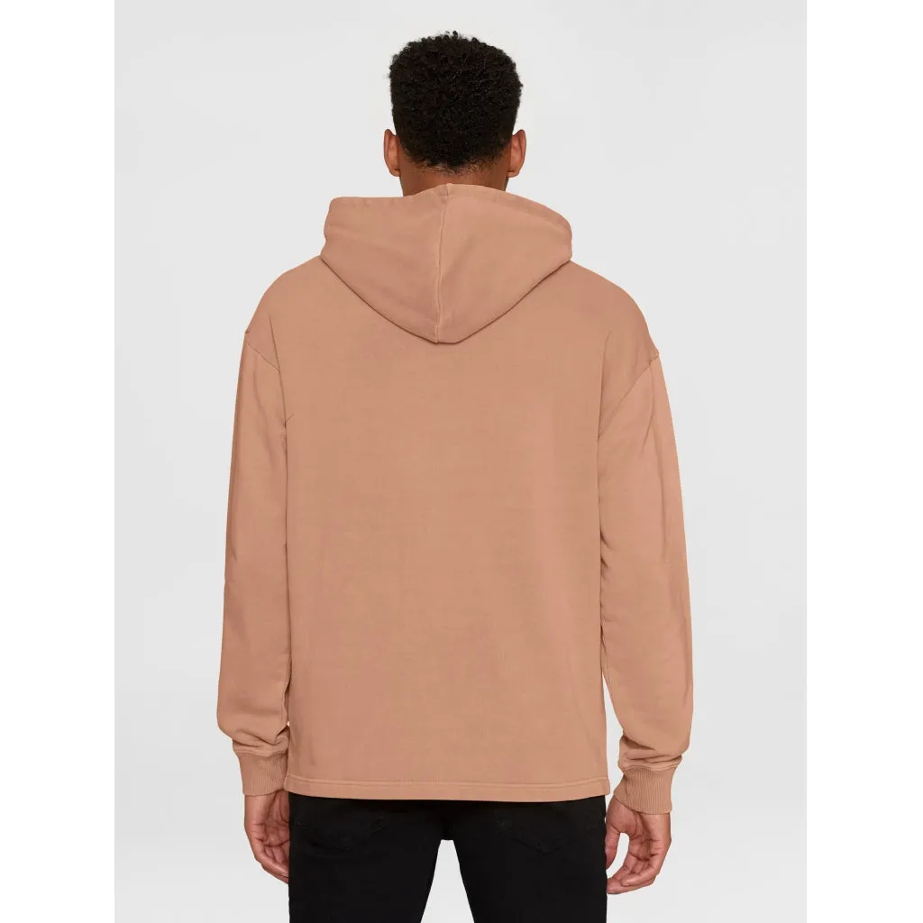 Loose fit hood sweat with logo chest print - GOTS/Vegan - Chocolate Malt