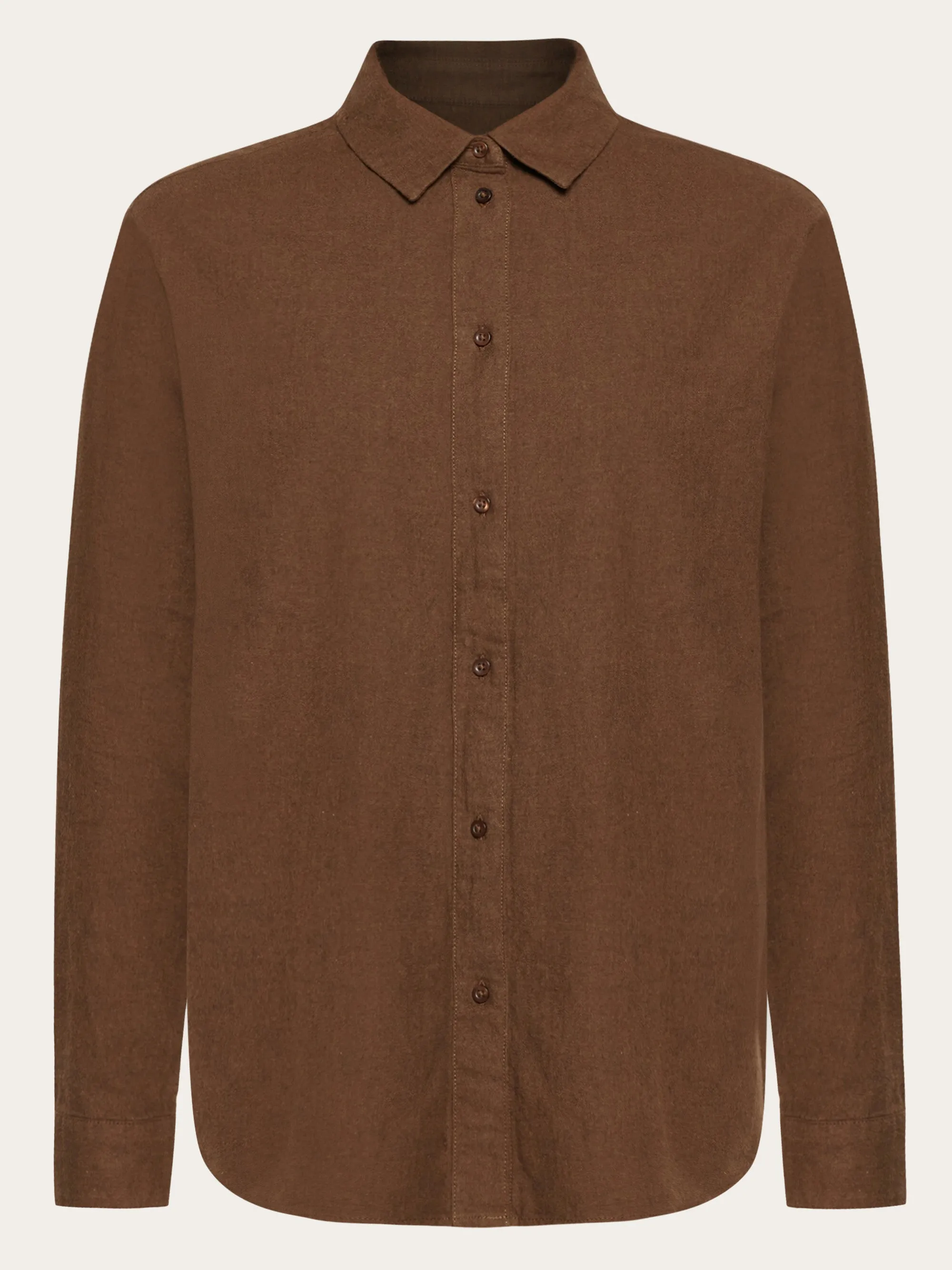 Loose flannel long sleeved shirt - Demitasse (brown)