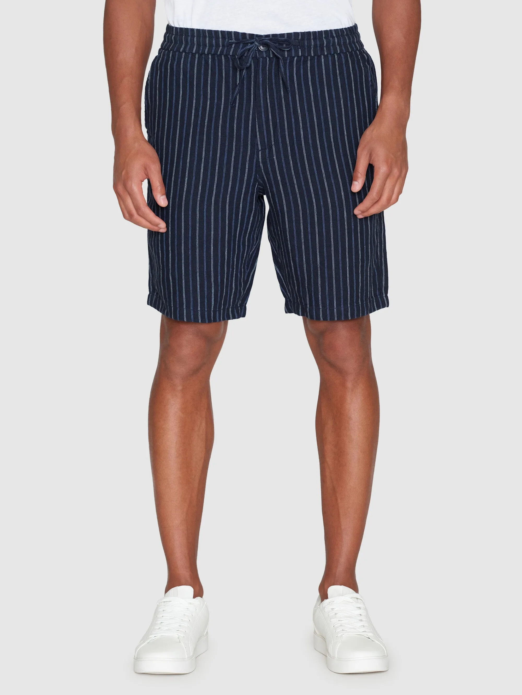 Loose striped shorts - Blue stripe