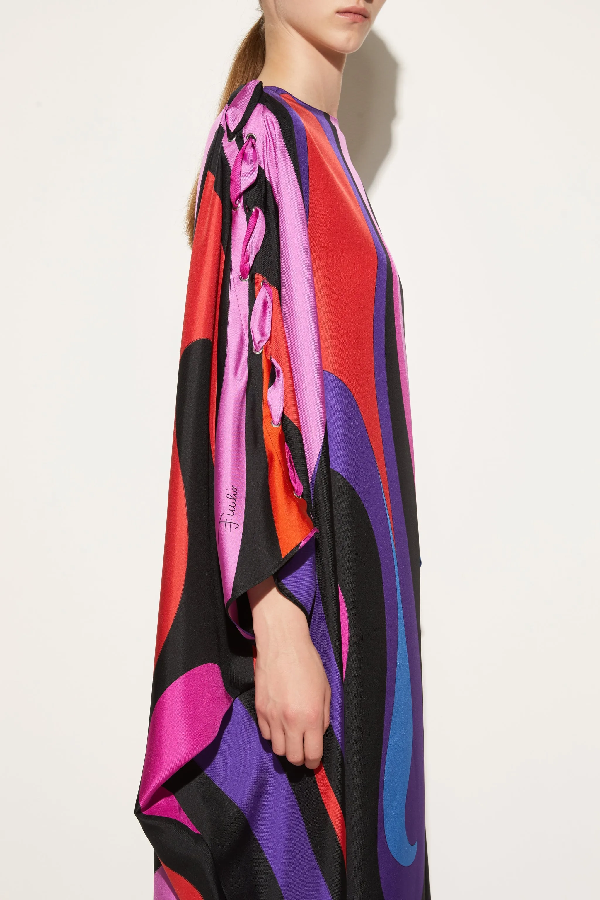 Marmo-Print Silk-Twill Kaftan