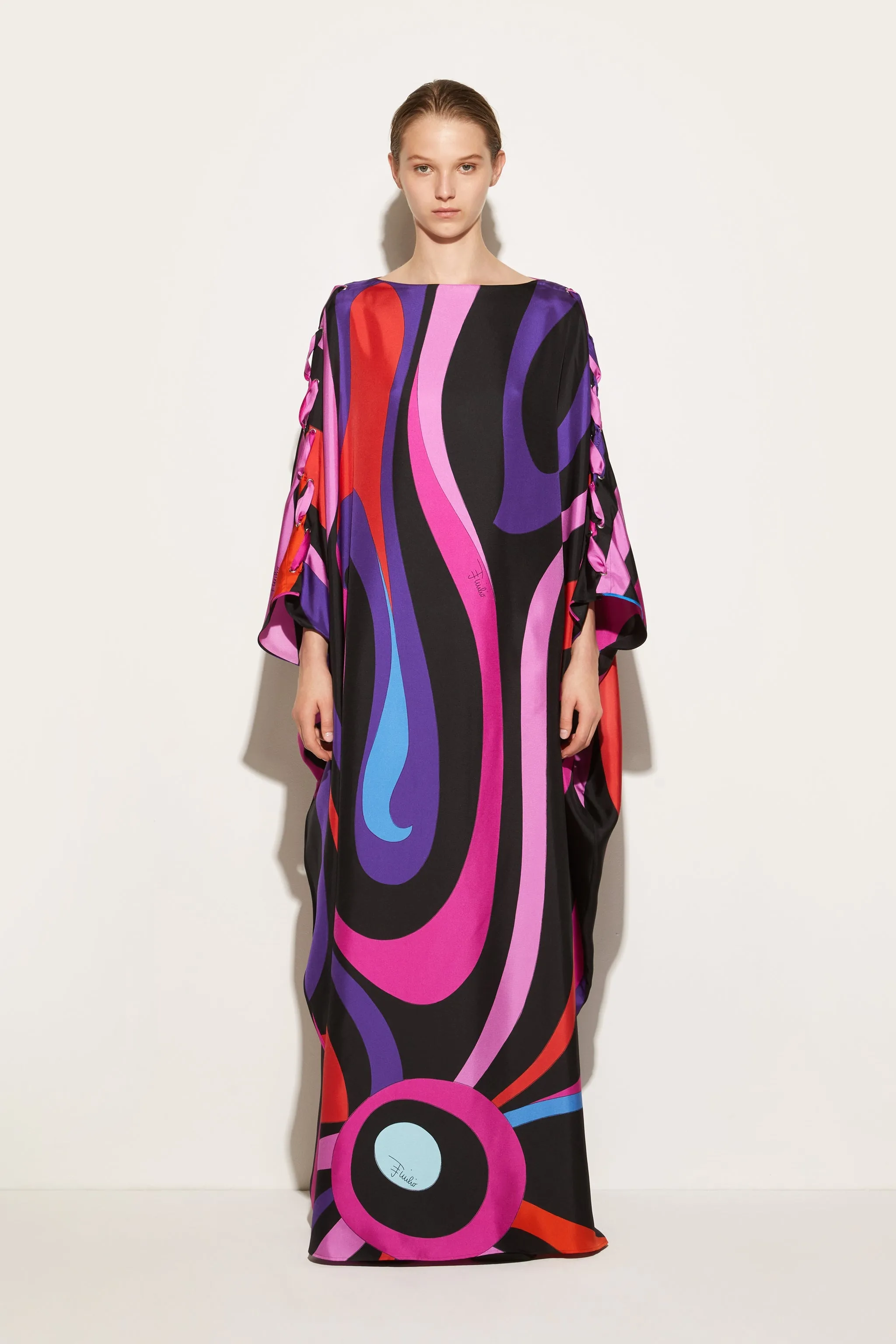 Marmo-Print Silk-Twill Kaftan