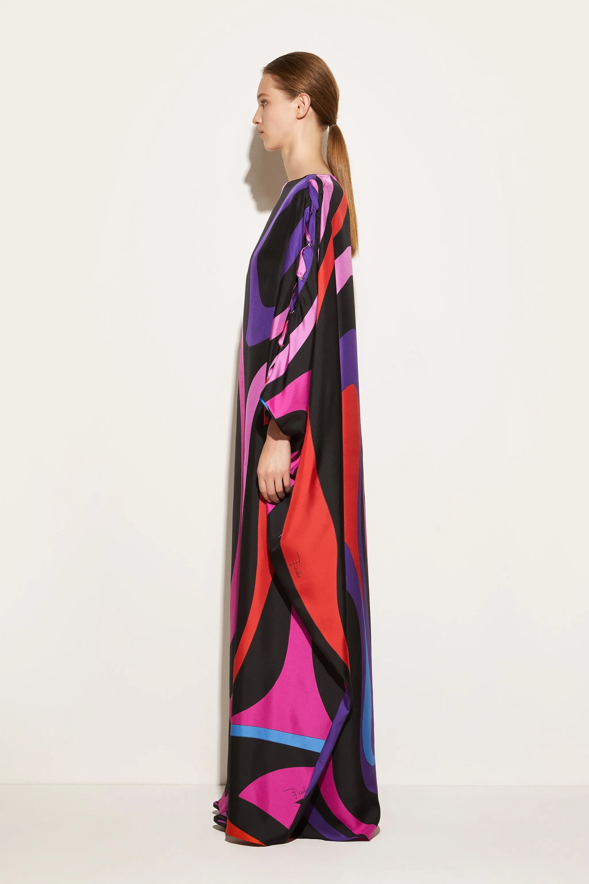 Marmo-Print Silk-Twill Kaftan