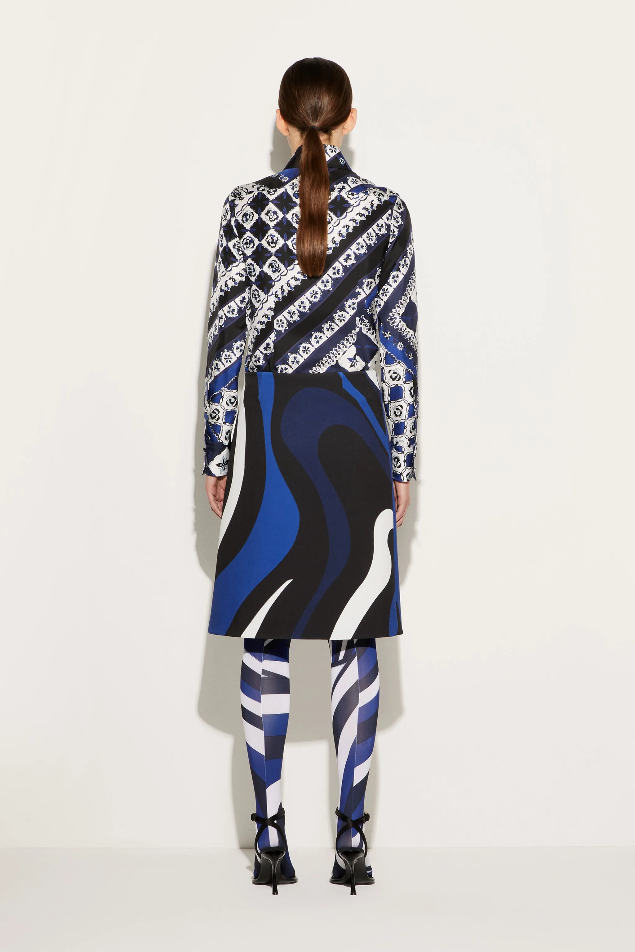 Marmo-Print Wrap Skirt