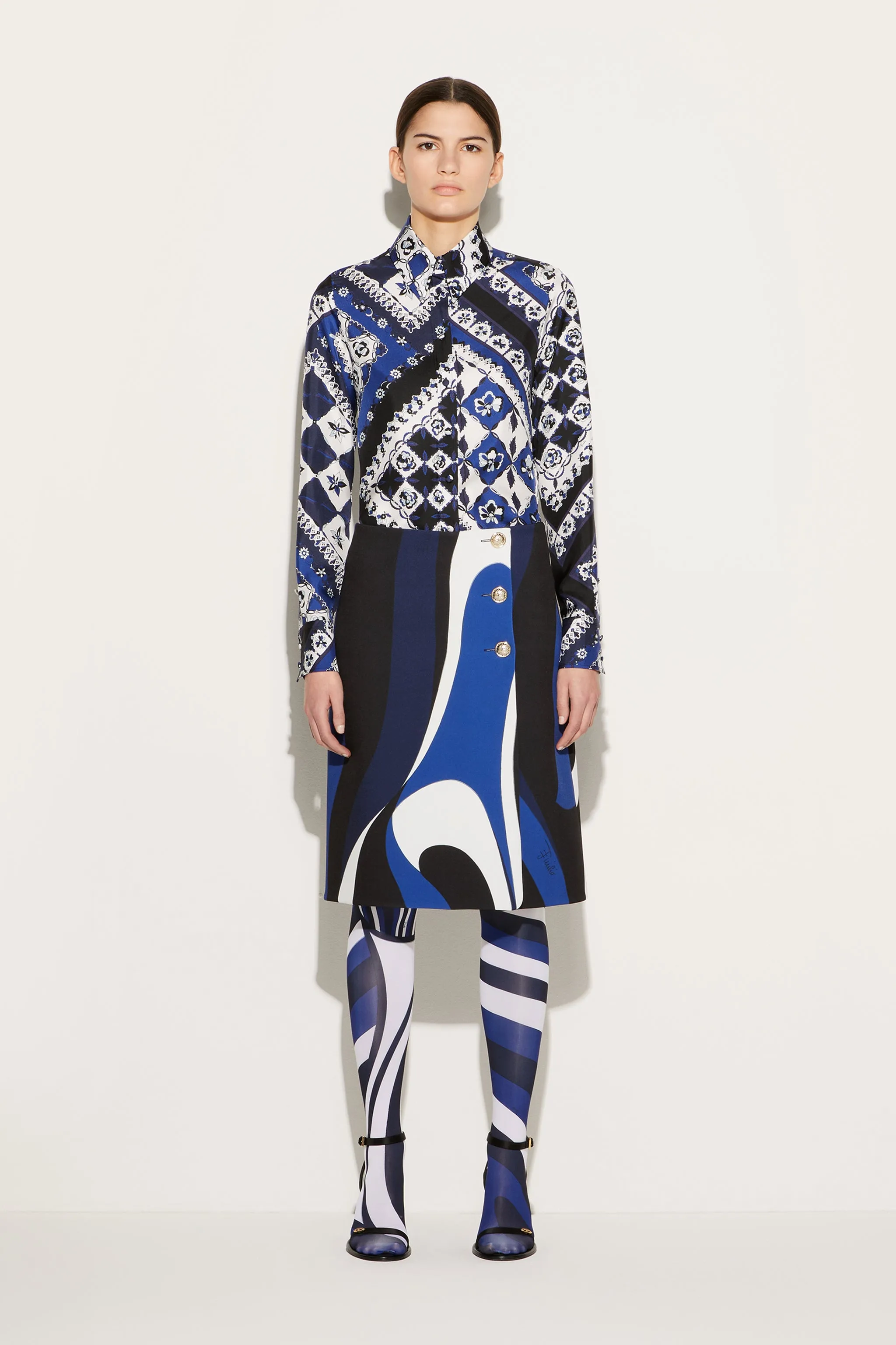 Marmo-Print Wrap Skirt