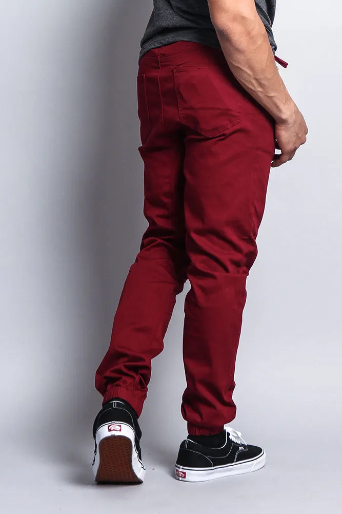 Men's Jogger Twill Pants (Burgundy)