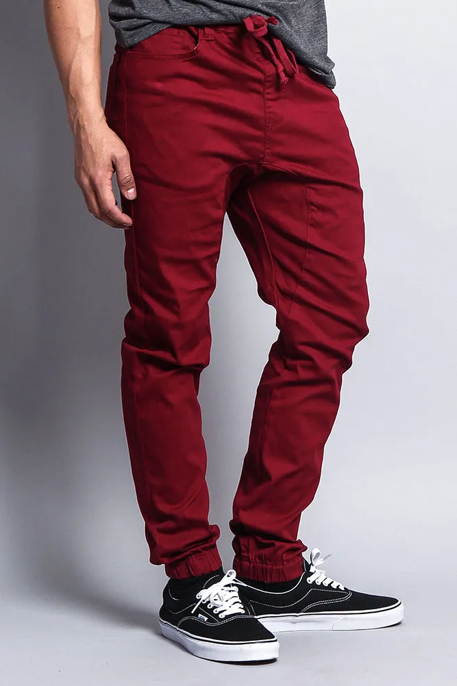 Men's Jogger Twill Pants (Burgundy)