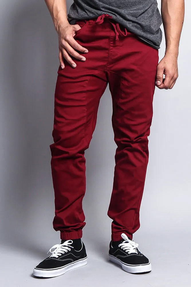 Men's Jogger Twill Pants (Burgundy)