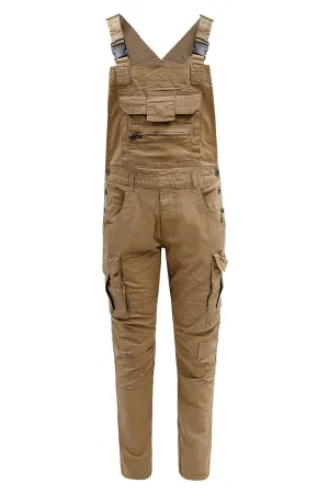 Men's Side Button Opening Cargo Pockets Overalls