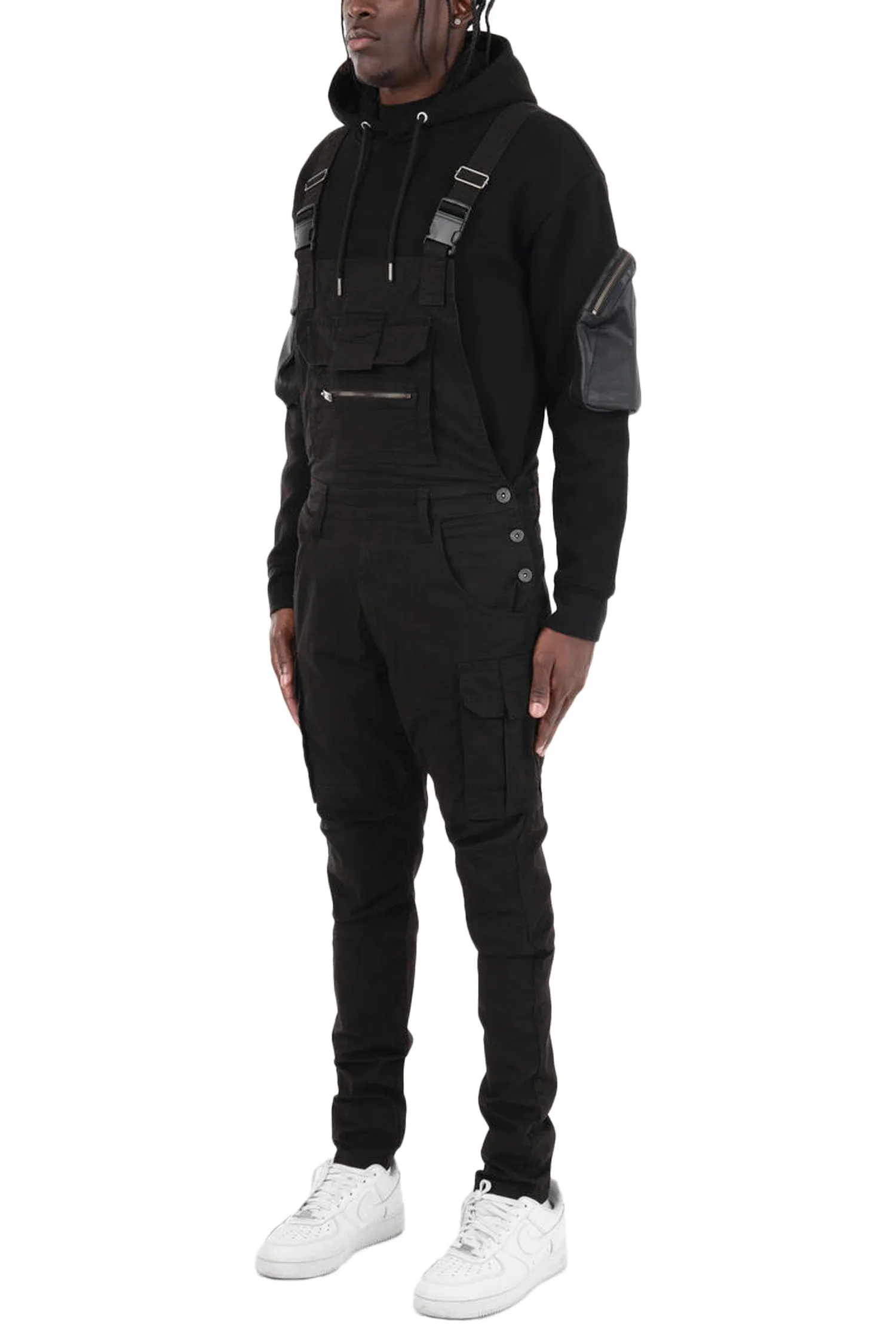 Men's Side Button Opening Cargo Pockets Overalls