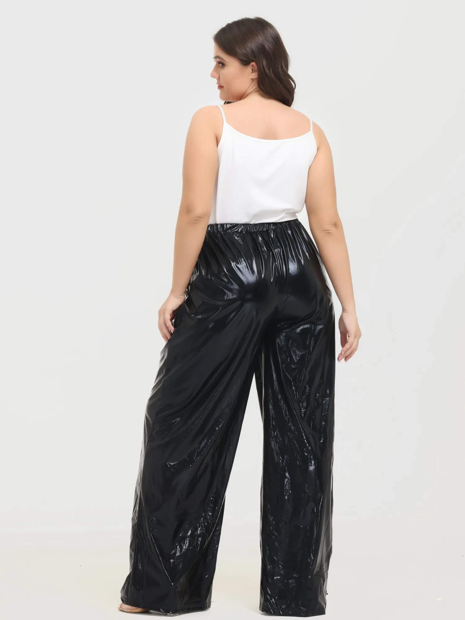 Midsize Vintage Golden Pleated Wide Leg Pants