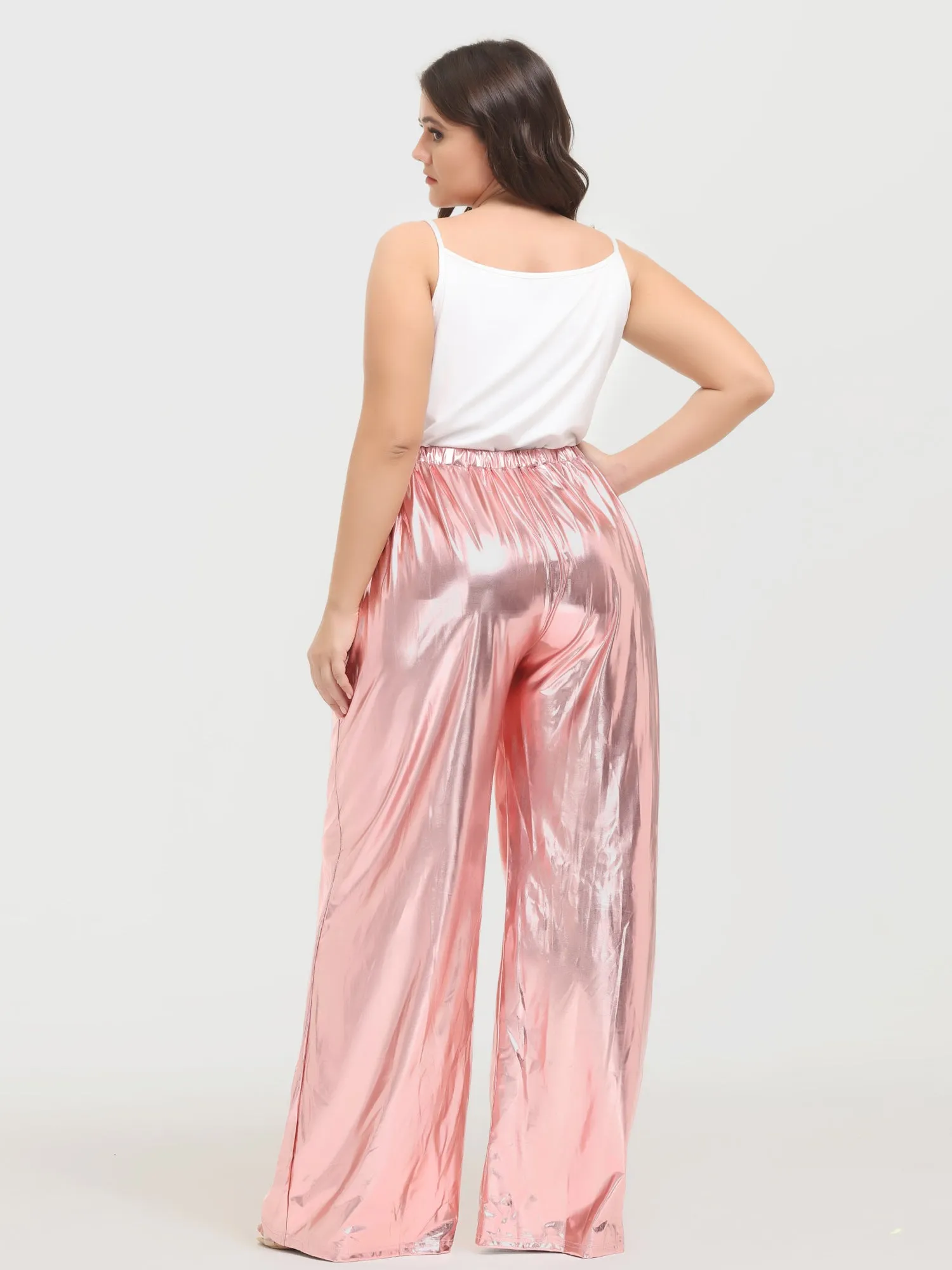 Midsize Vintage Golden Pleated Wide Leg Pants