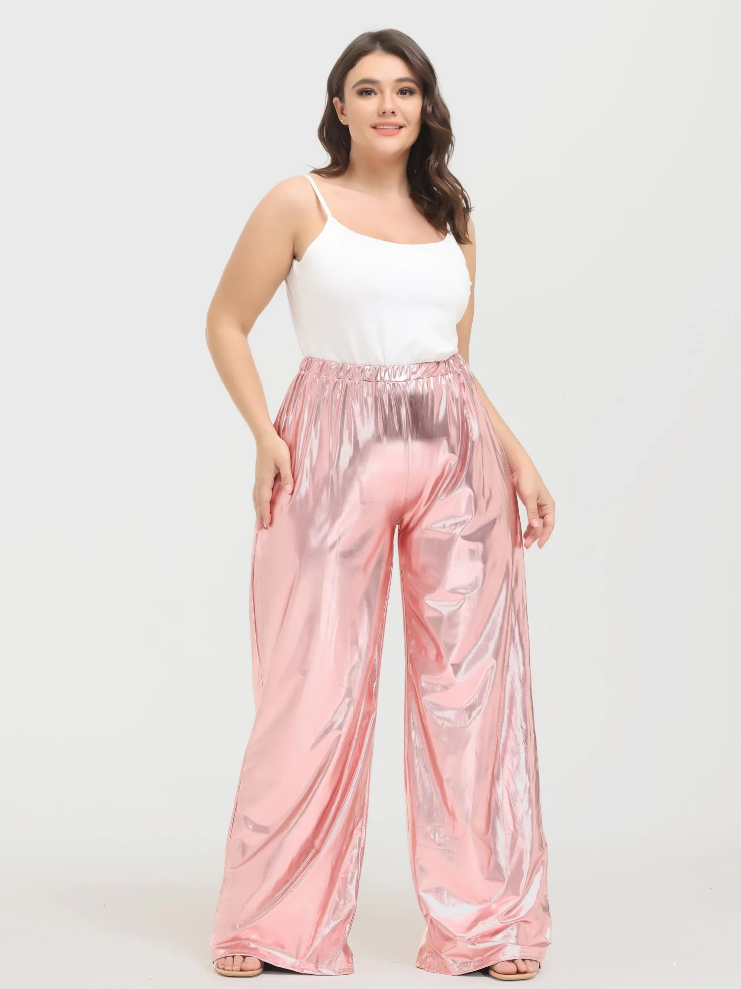 Midsize Vintage Golden Pleated Wide Leg Pants