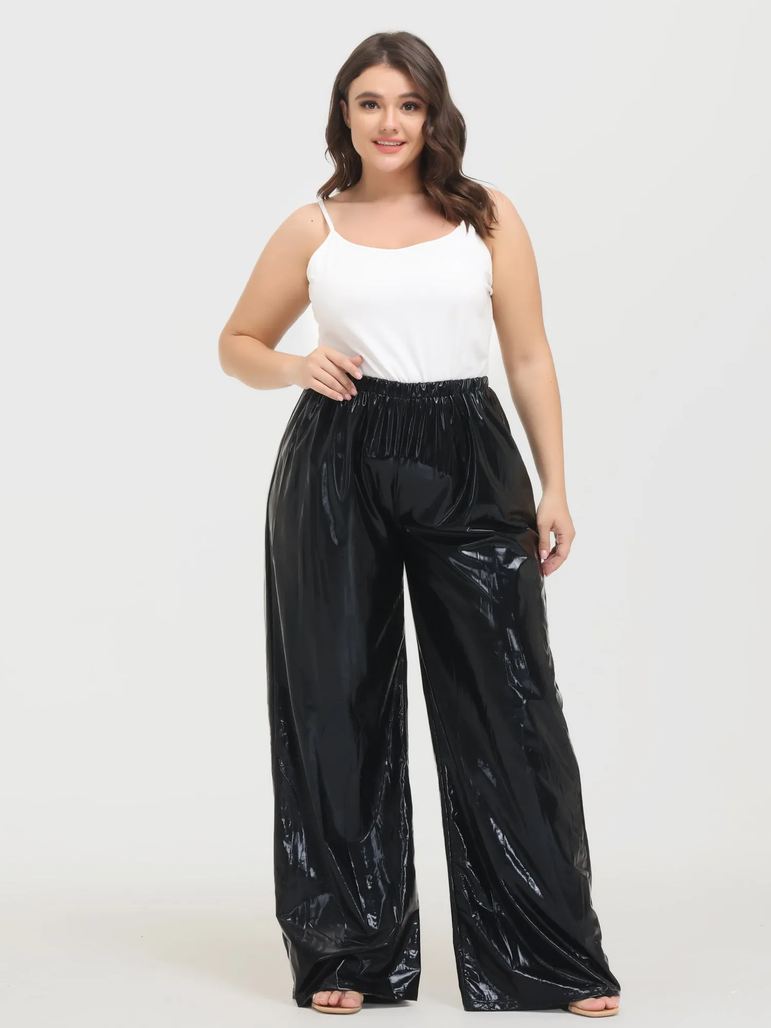 Midsize Vintage Golden Pleated Wide Leg Pants