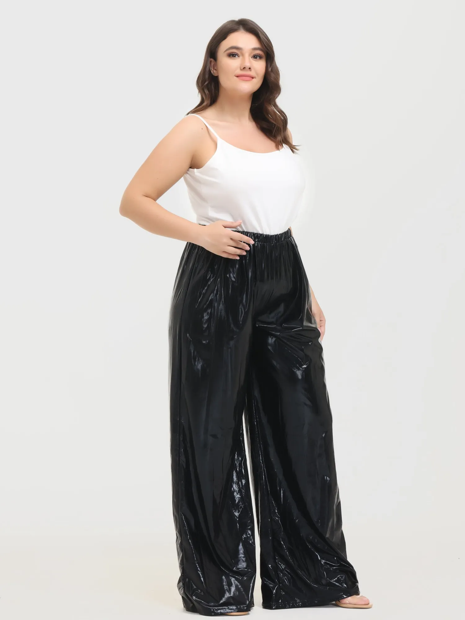 Midsize Vintage Golden Pleated Wide Leg Pants