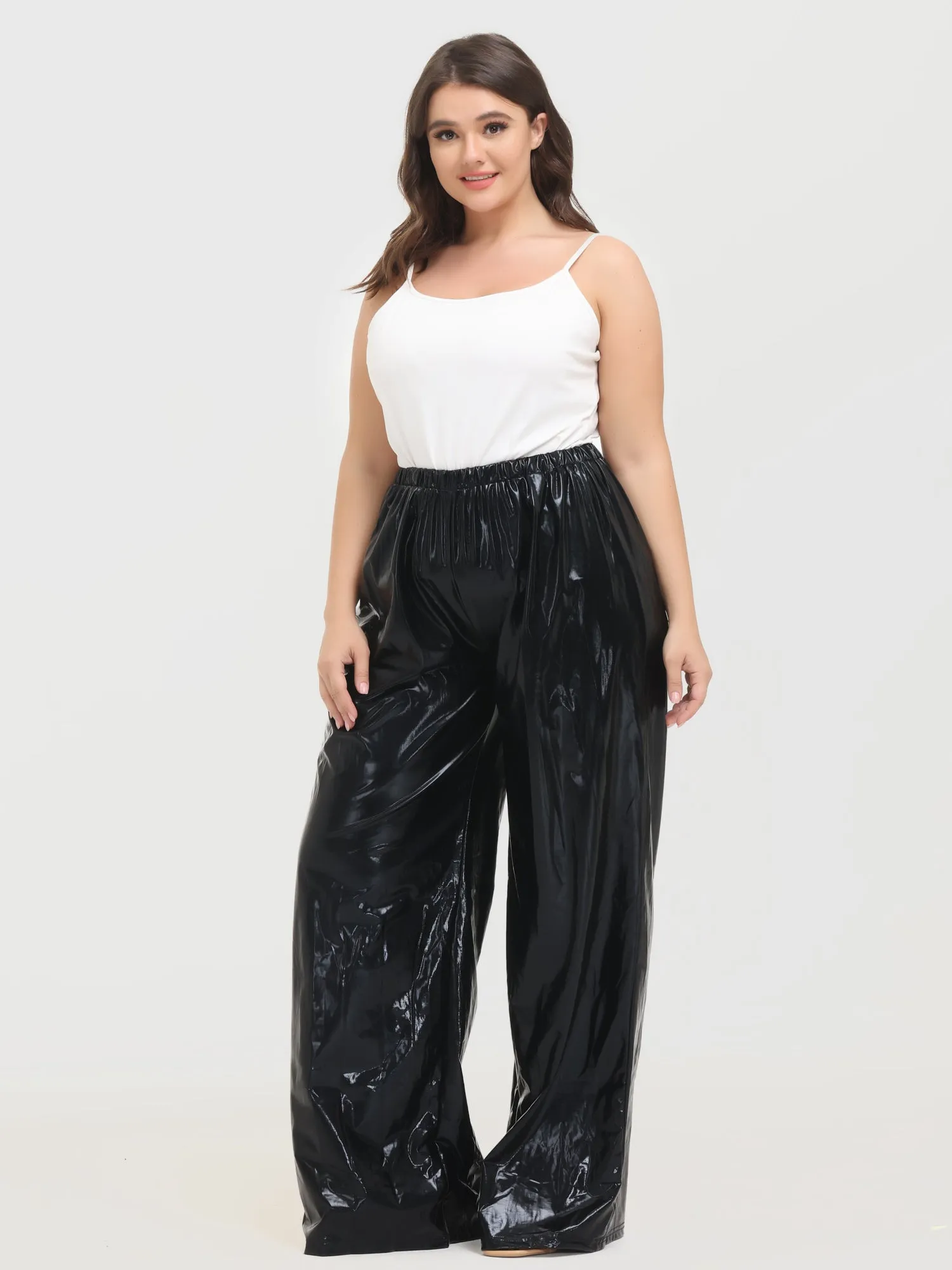 Midsize Vintage Golden Pleated Wide Leg Pants