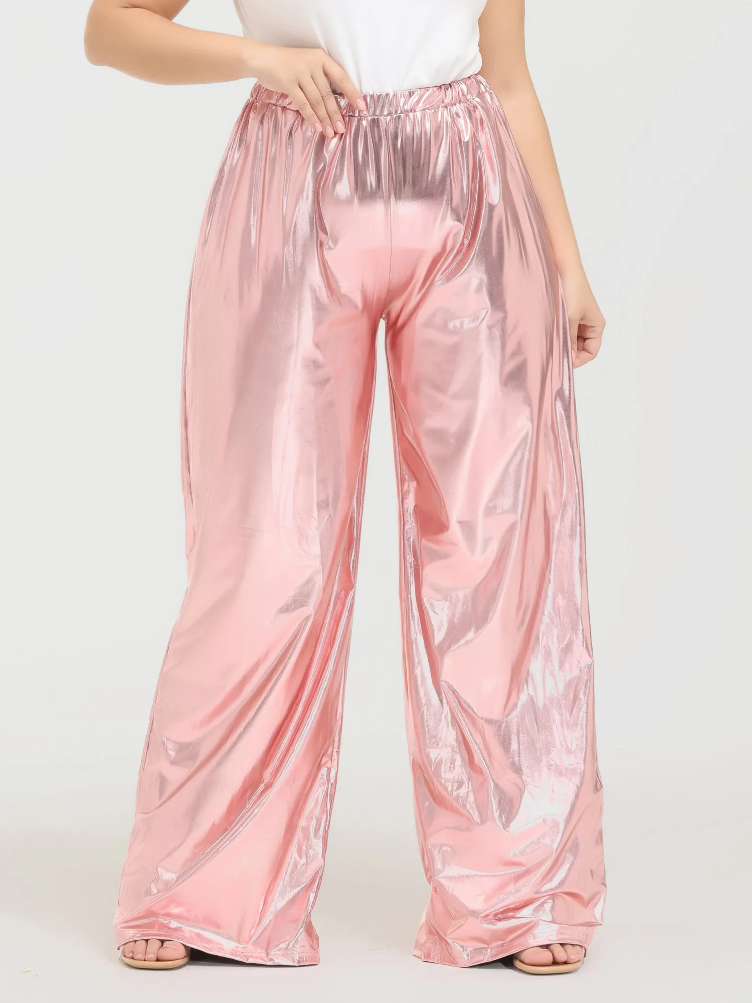 Midsize Vintage Golden Pleated Wide Leg Pants