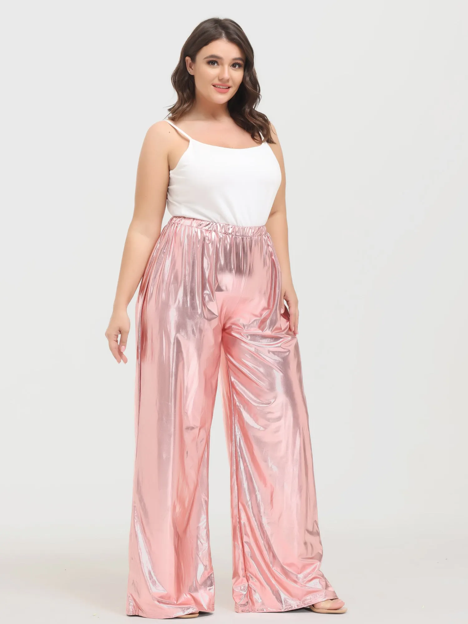 Midsize Vintage Golden Pleated Wide Leg Pants