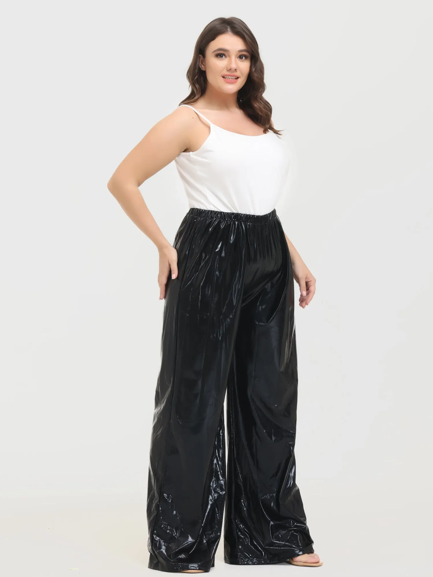 Midsize Vintage Golden Pleated Wide Leg Pants