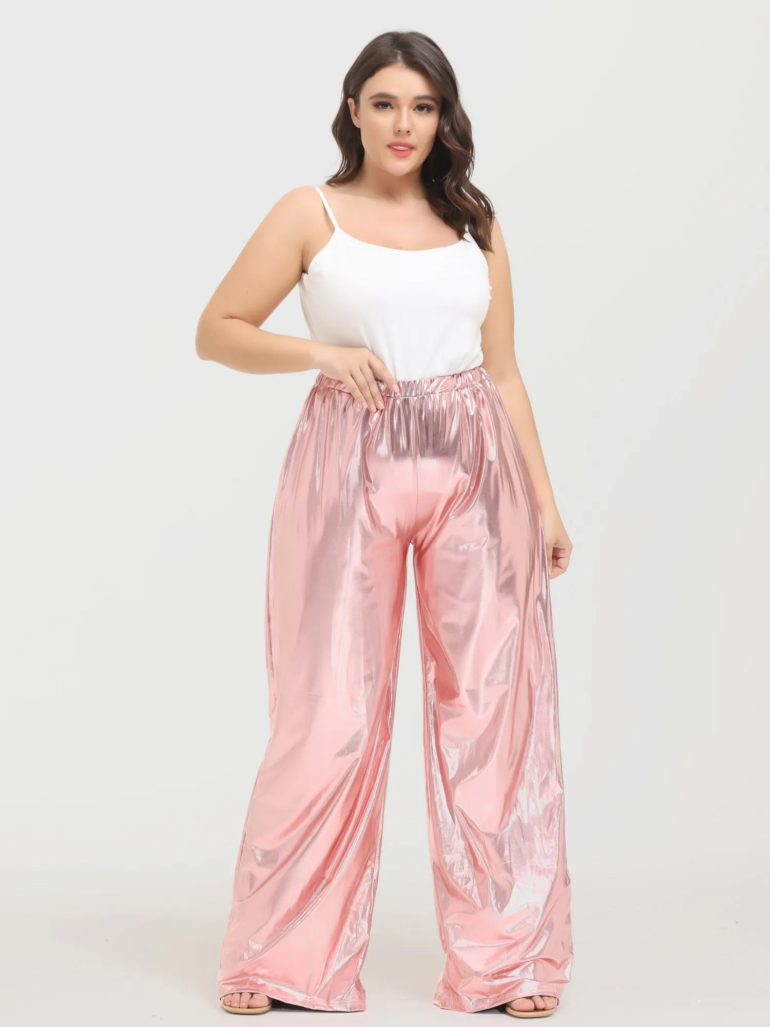 Midsize Vintage Golden Pleated Wide Leg Pants