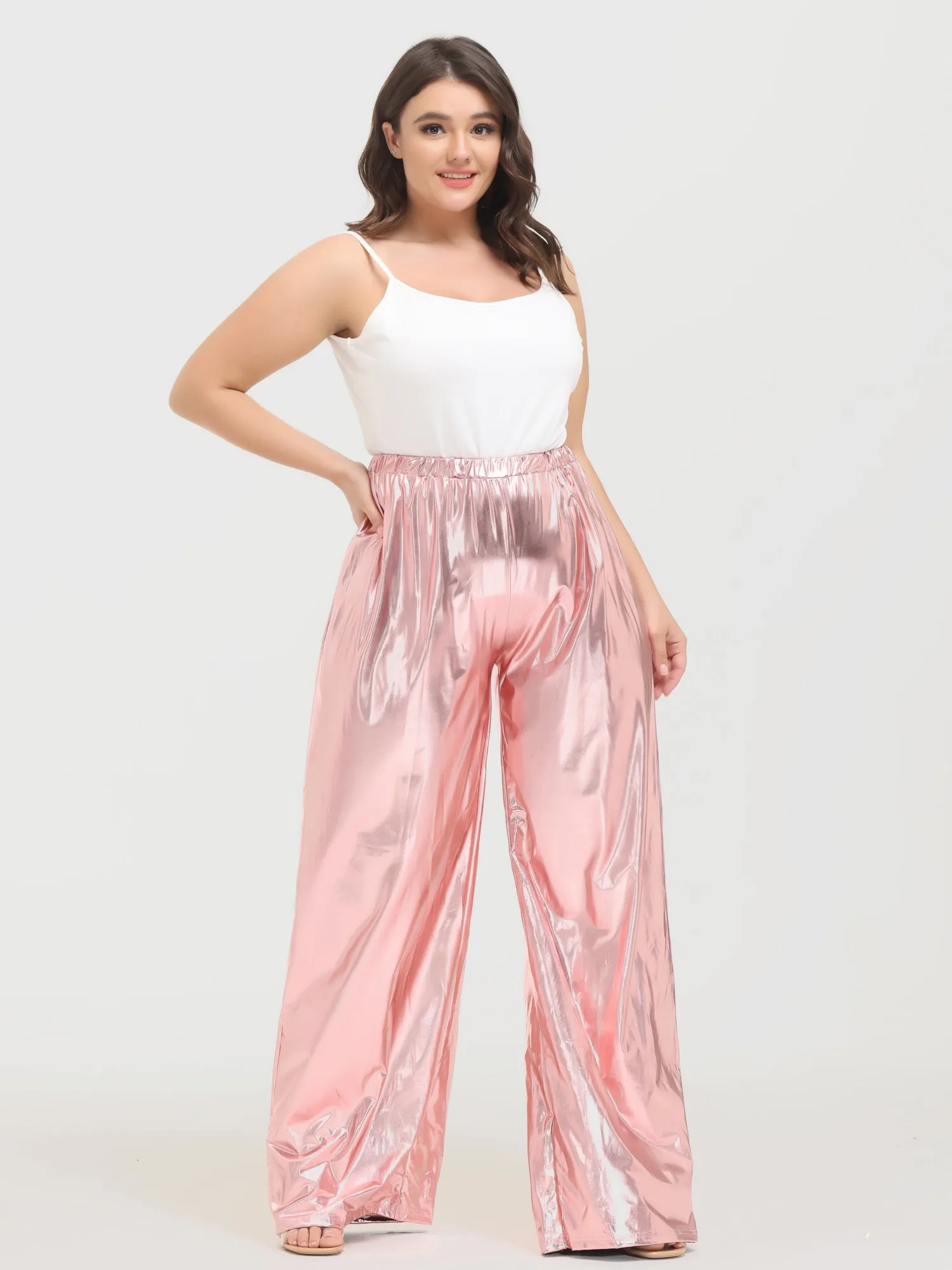 Midsize Vintage Golden Pleated Wide Leg Pants