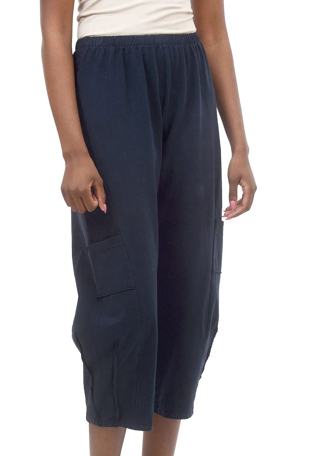 Pleat Cropped Pocket Pants, Ink