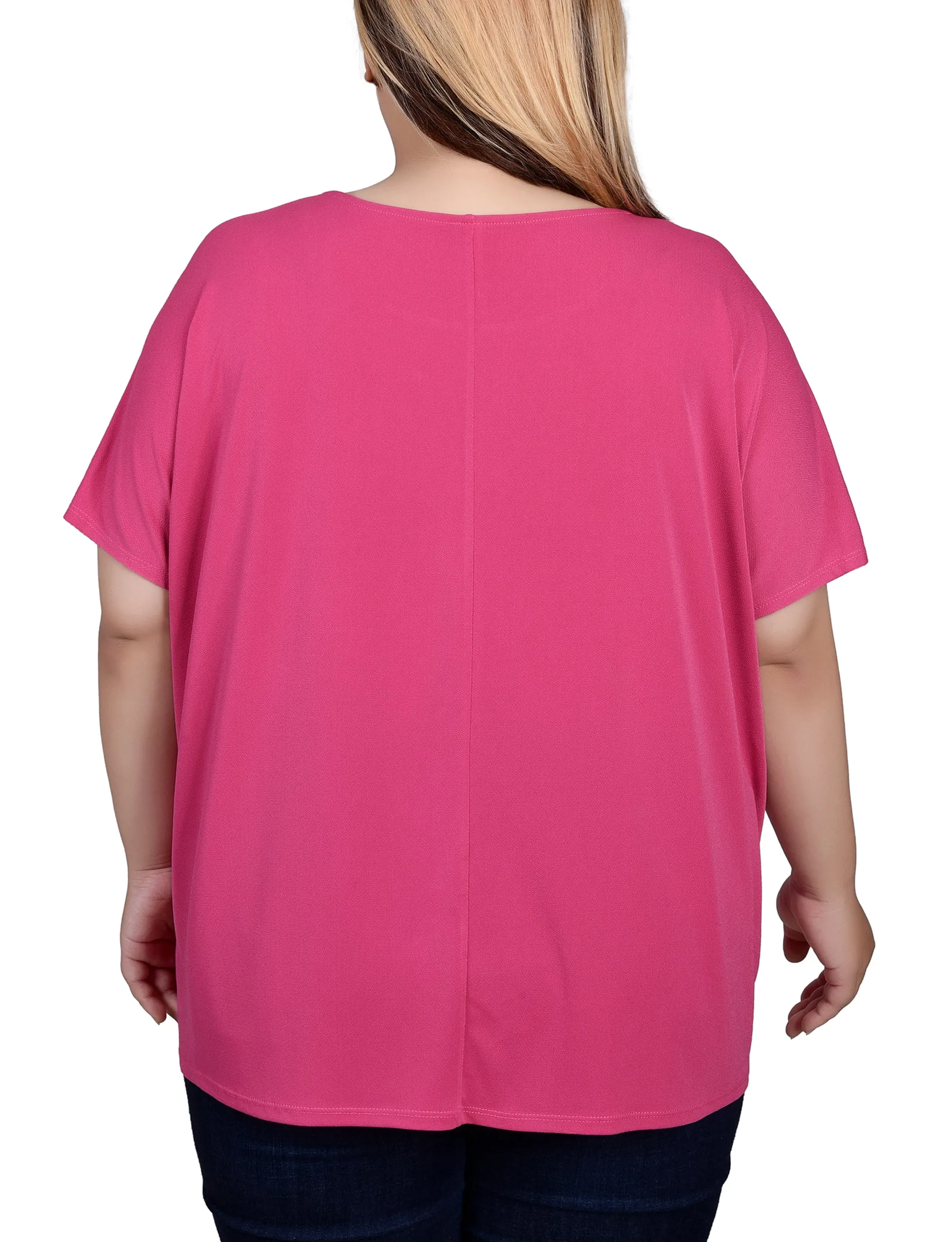 Plus Size Short Sleeve Extended Sleeve Tunic Top