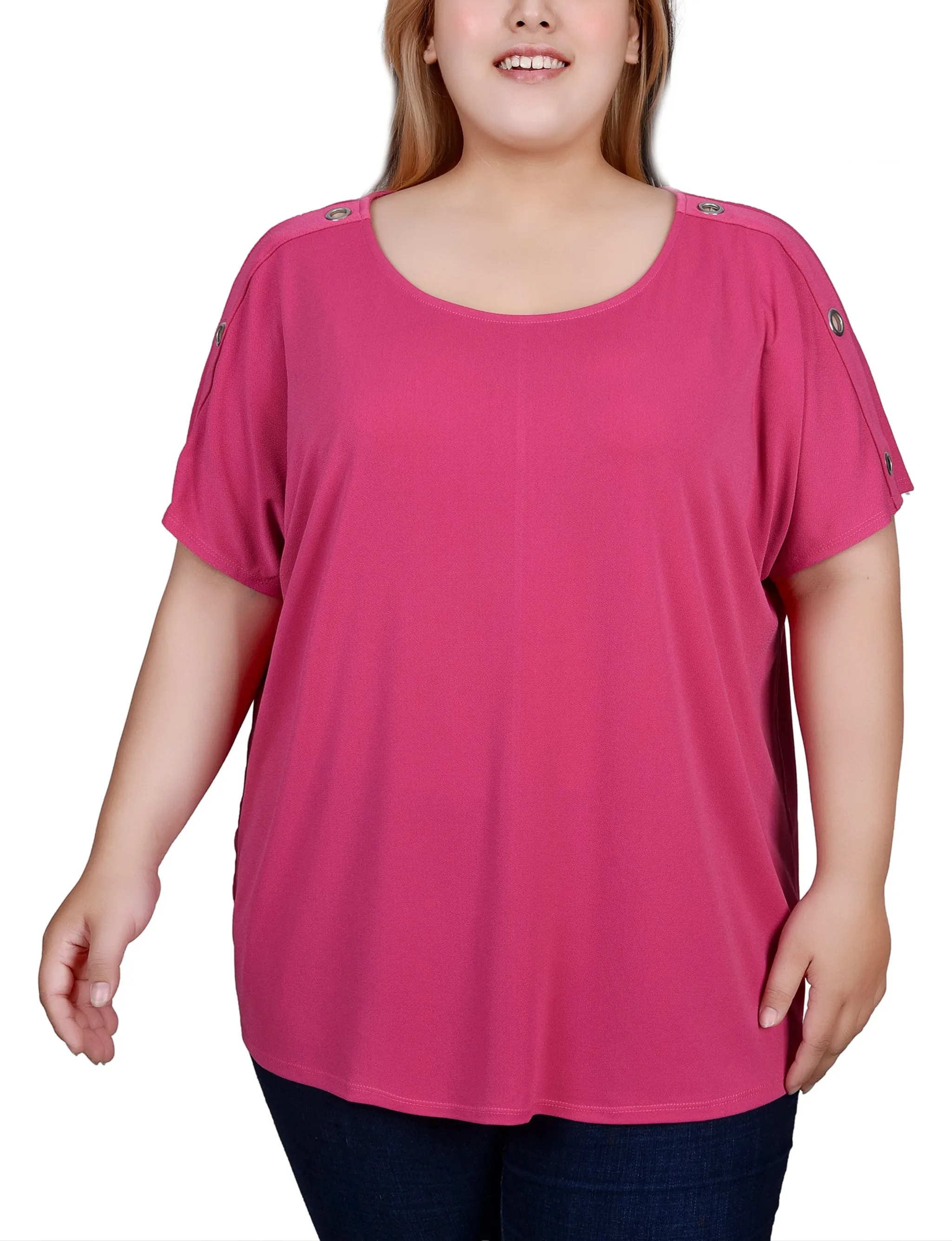 Plus Size Short Sleeve Extended Sleeve Tunic Top