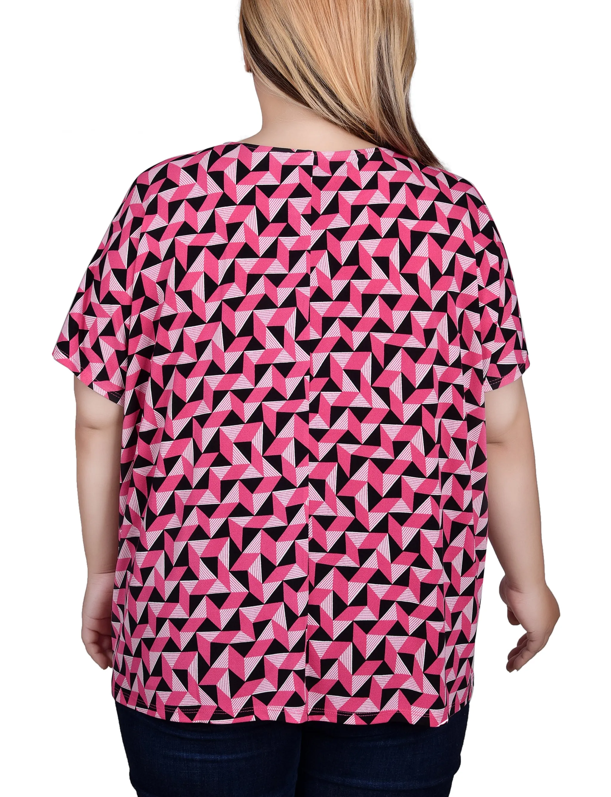 Plus Size Short Sleeve Extended Sleeve Tunic Top