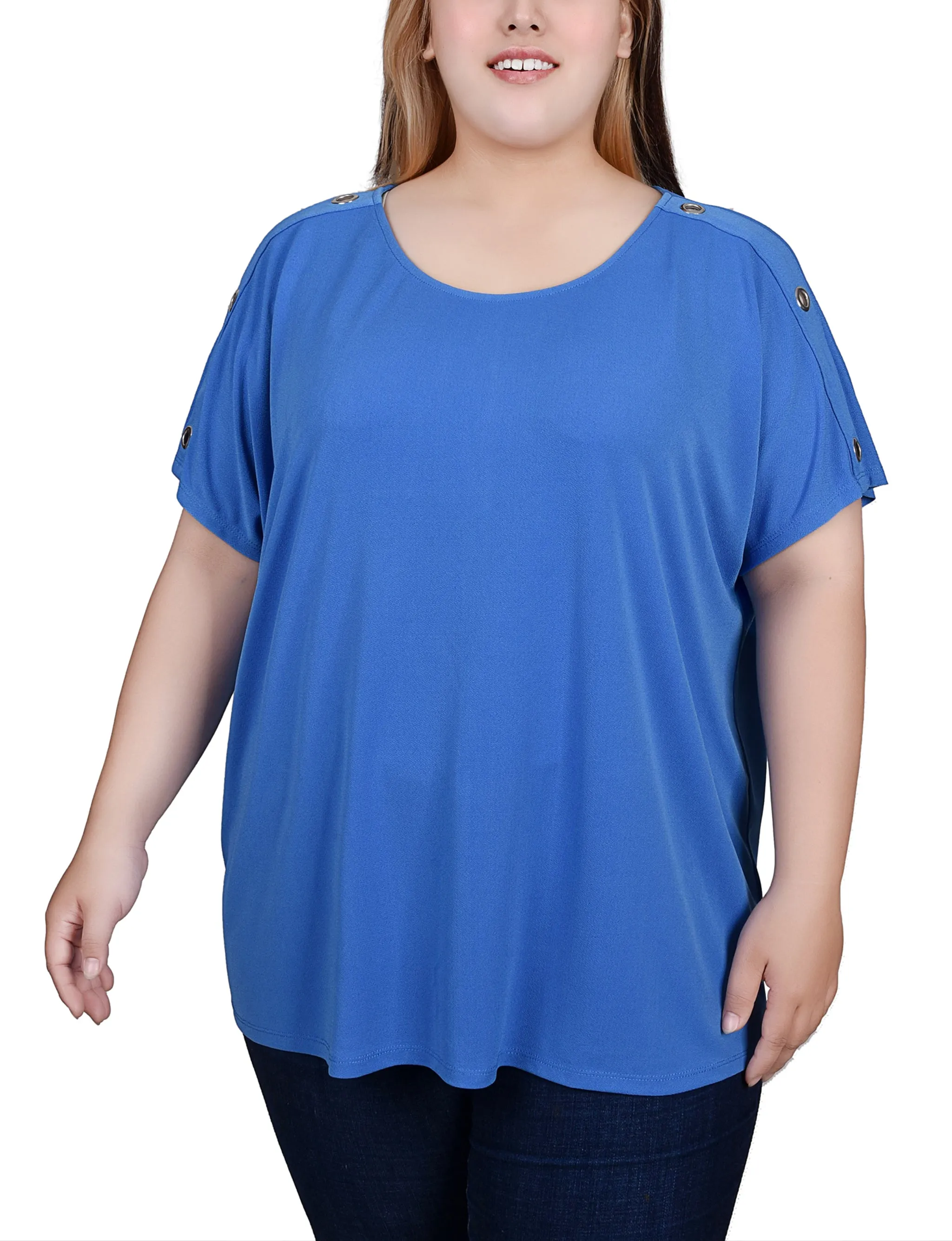 Plus Size Short Sleeve Extended Sleeve Tunic Top