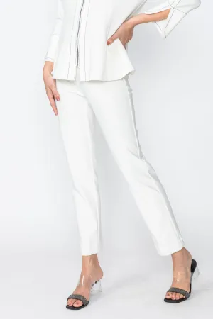 Plus Size White Back Bottom Split Straight Pants