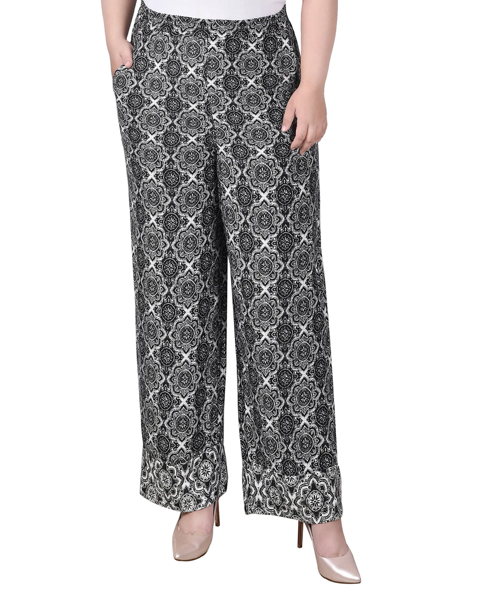 Plus Size Wide Leg Pull On Pant