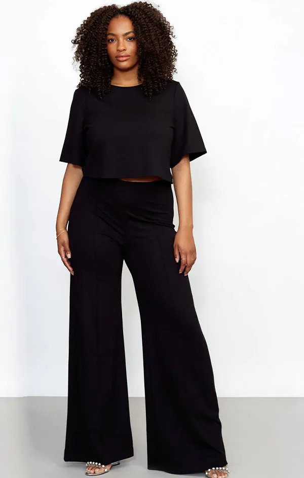 Ponte Knit Wide Leg Pant