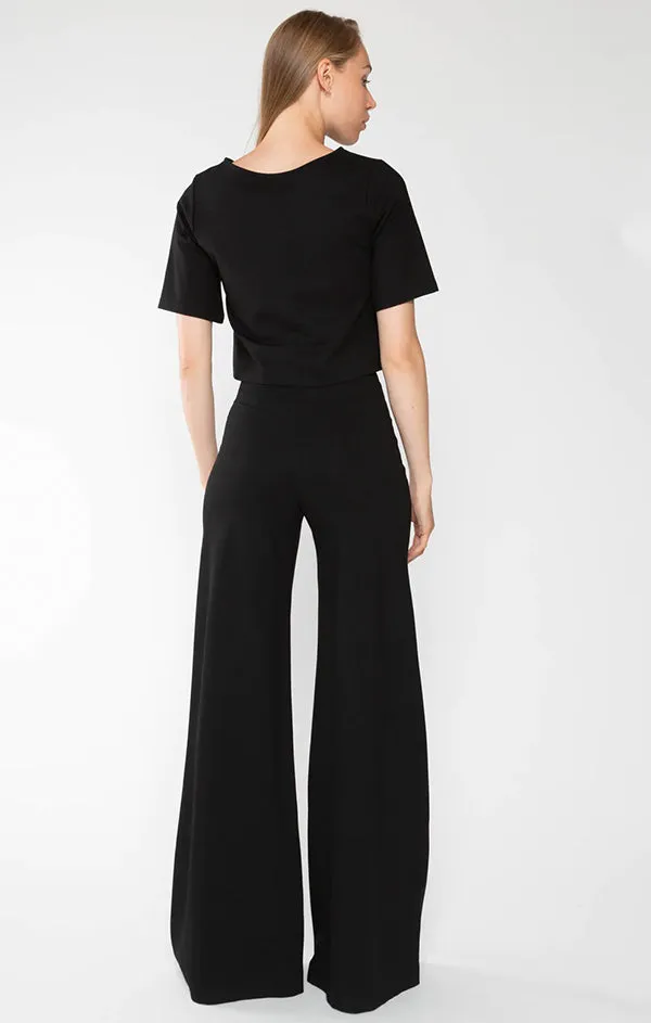 Ponte Knit Wide Leg Pant