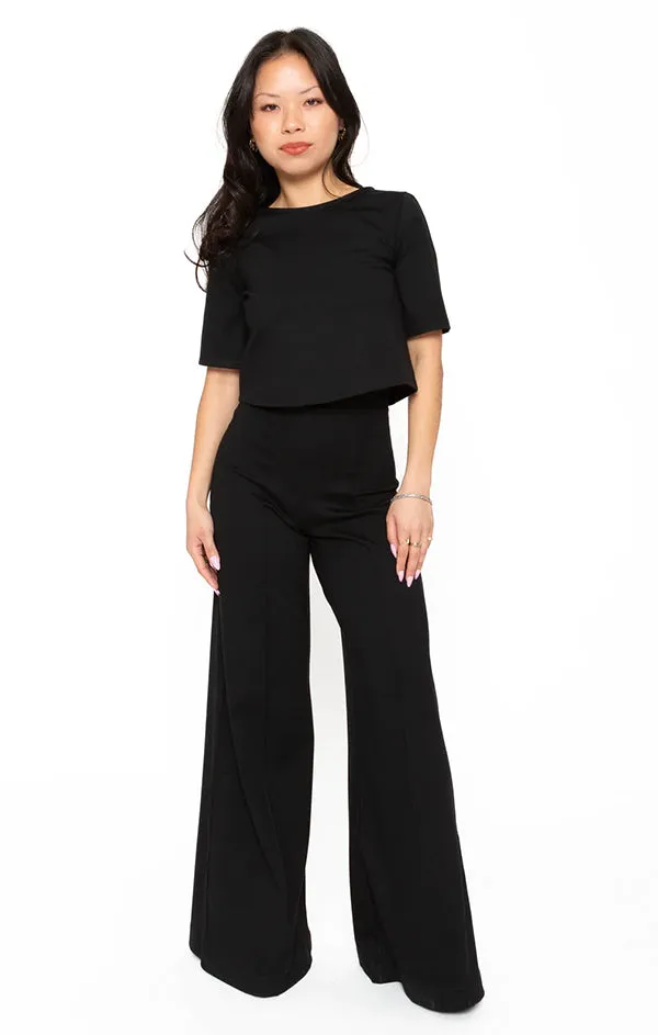 Ponte Knit Wide Leg Pant