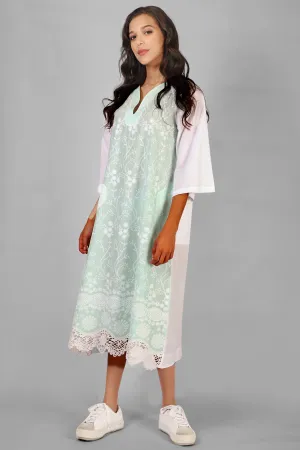 Printed Cotton Dress Pastel Green