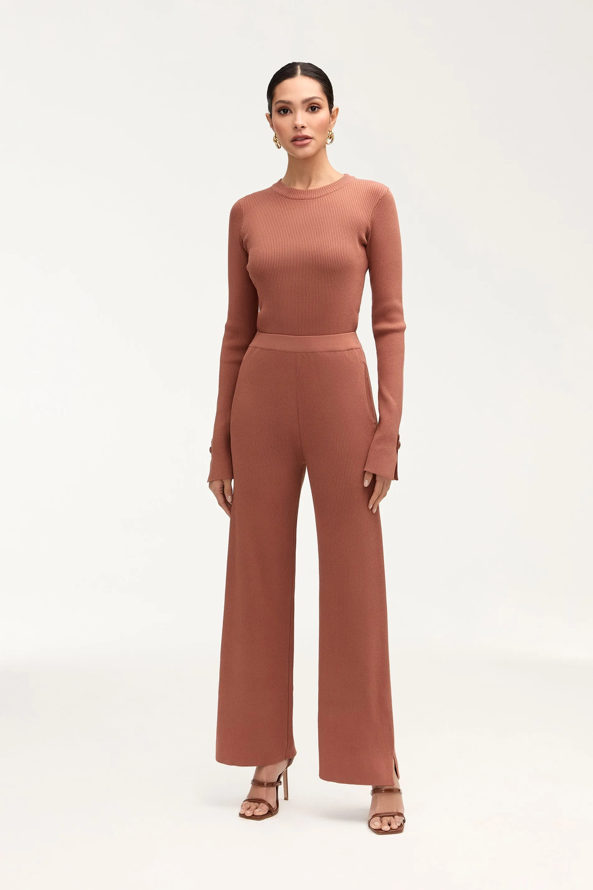 Remy Ribbed Knit Wide Leg Pants