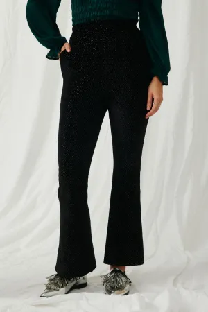 Textured Velvet Lurex Wide Leg Pants