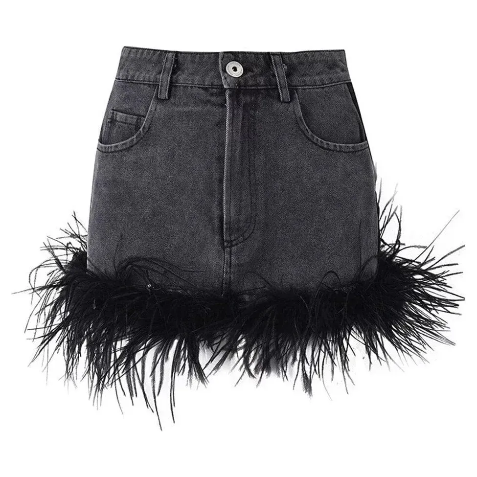 The Ostrich High-Waist Denim Mini Skirt