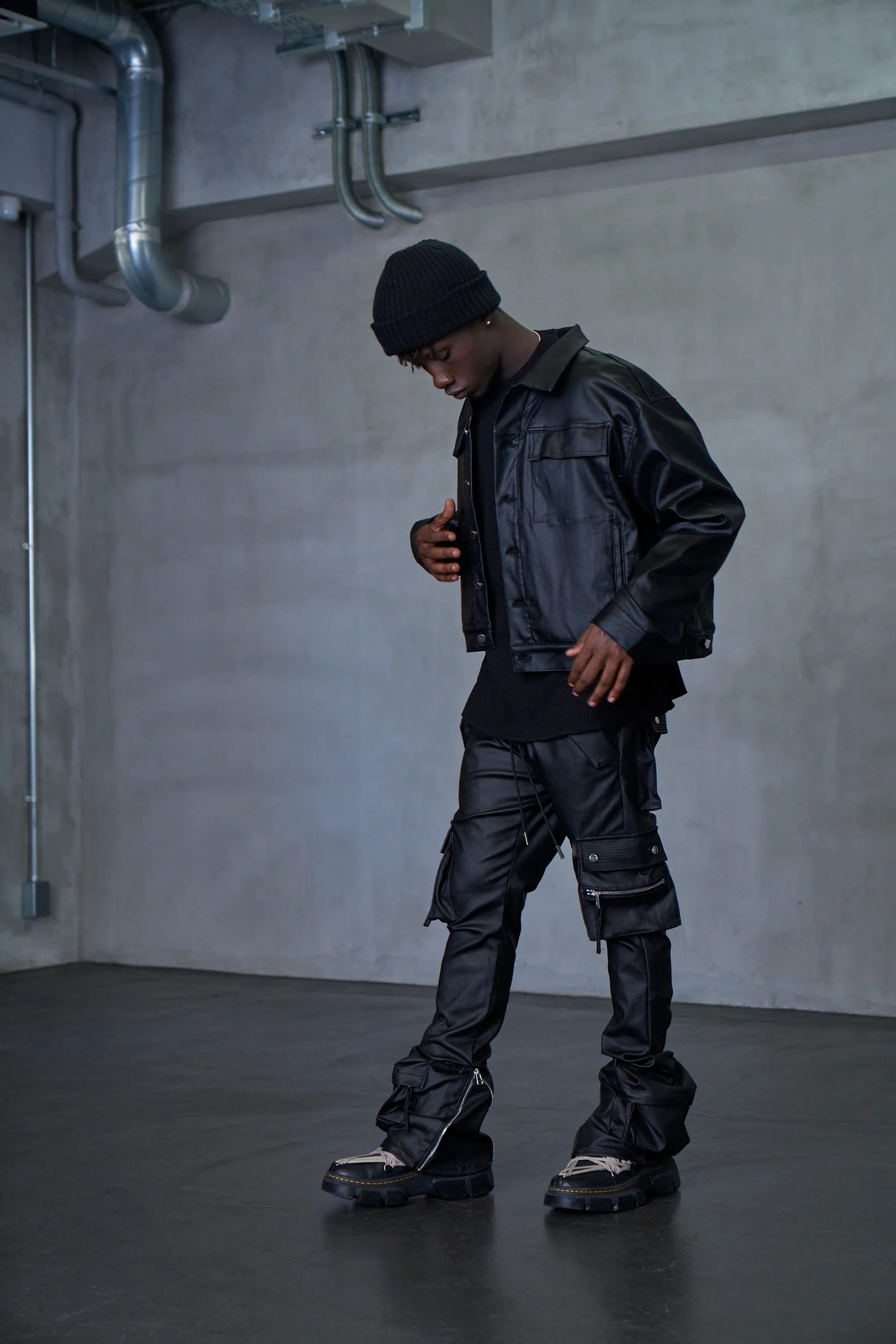 TYPE-4 SLIM STRETCH WAX CARGO PANTS