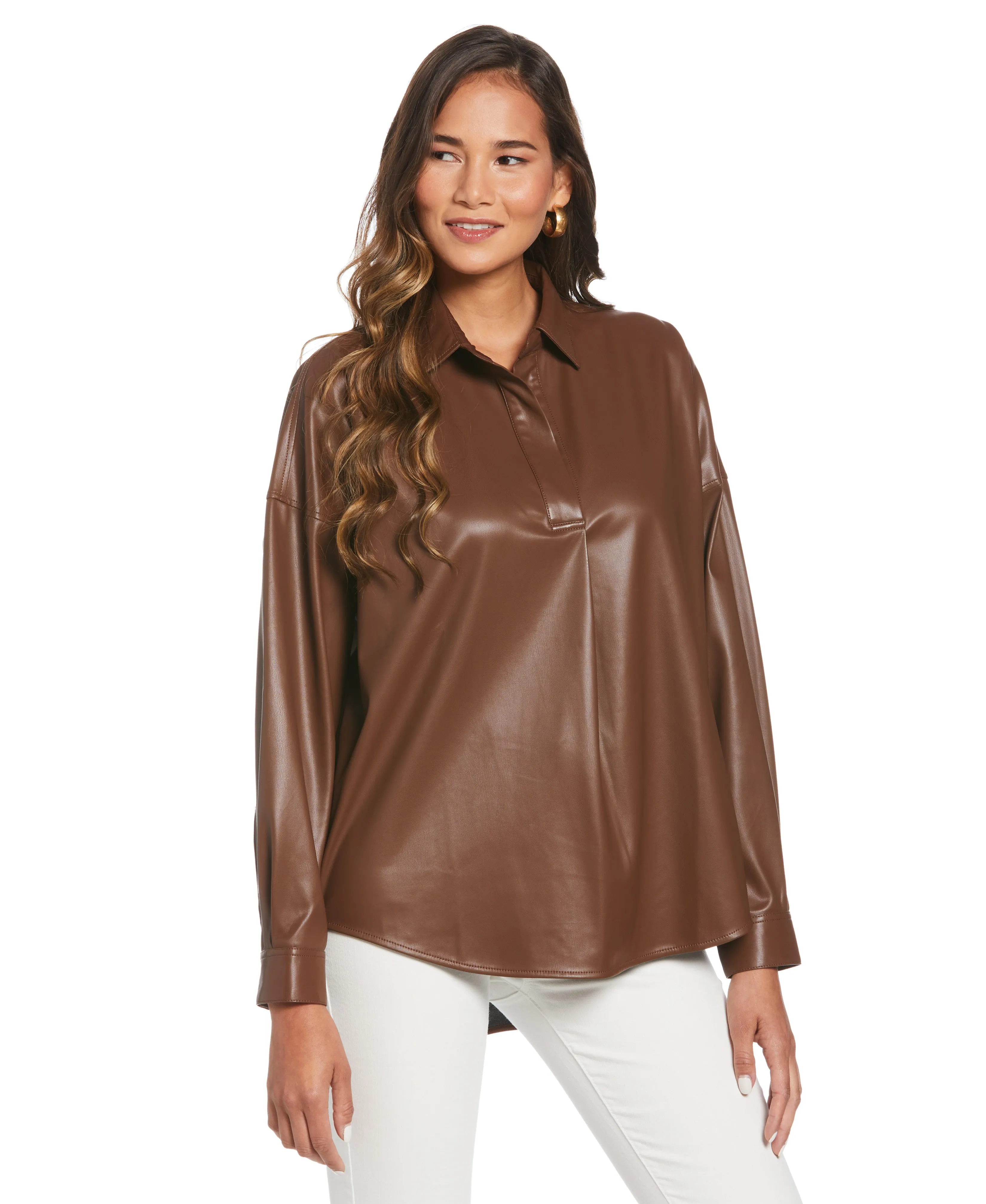 Vegan Leather Popover Top